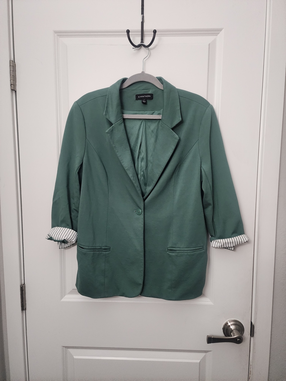 41 Hawthorn Green Ponte Knit Stretch Single-Button Blazer